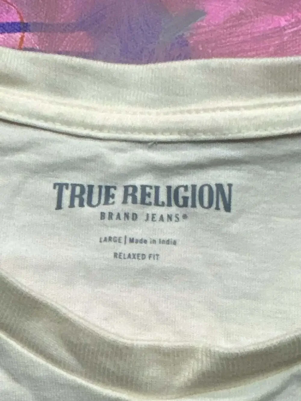 True Religion Men's Short Sleeve Relaxed Rainbow Embro T-shirt Size L